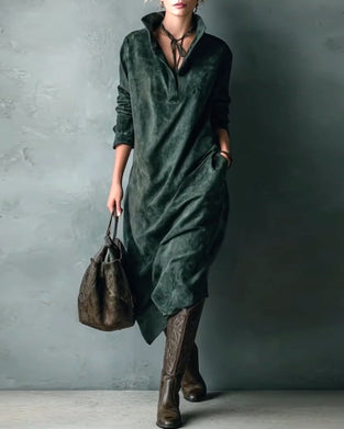 Elegante effen jurk met zak