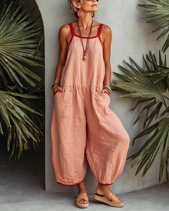 Kleurblokkerde Jumpsuit Met Zakken