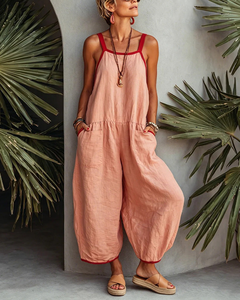 Kleurblokkerde Jumpsuit Met Zakken