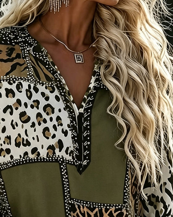 Blouse Luipaard Kleurblok