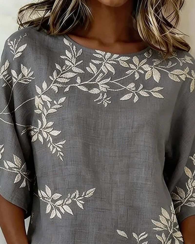Blouse Ronde Hals Vleermuismouwen Gestreept