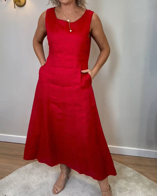 Casual Sleeveless Jurk Met Eenvoudige Kleur