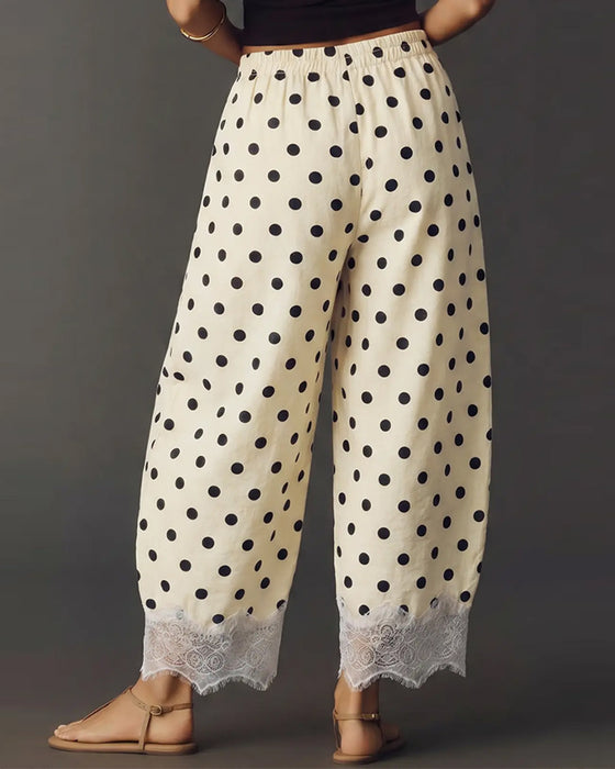 Broek Grote Stip Kant Capri