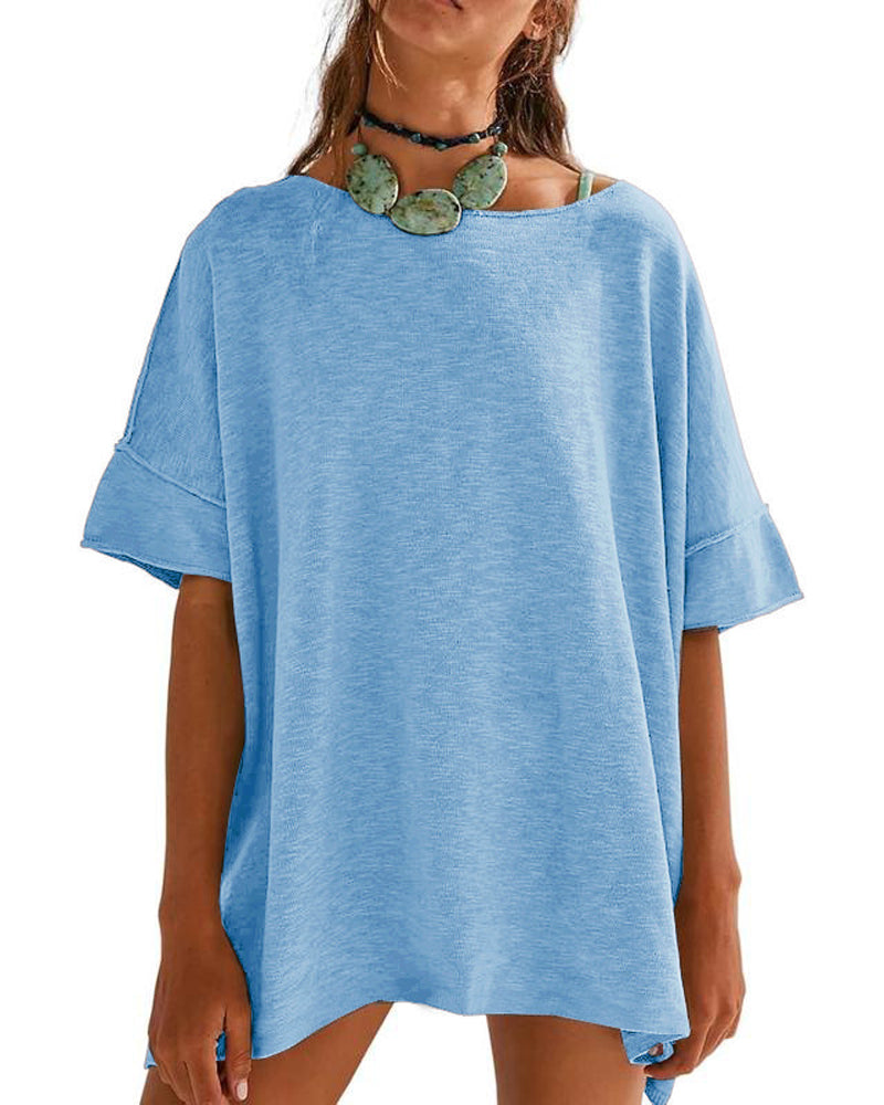 T-Shirt Effen Patchwork Halve Mouw