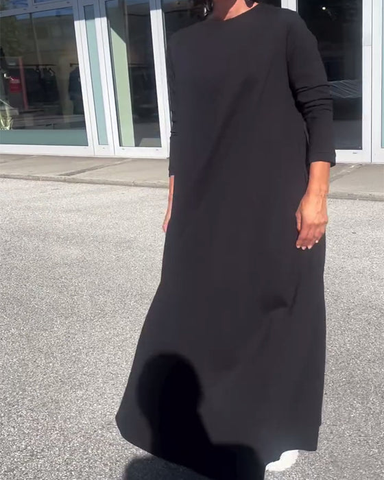 Jurk Wijd Lange Mouw Ronde Hals