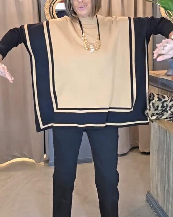 Pullover Met Vleermuismouwen, Strepenpatroon En Kleurblokontwerp