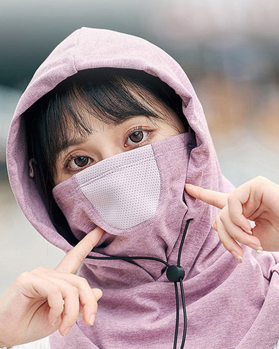 Gezichtsmasker met capuchon en nekwarmer voor fietsen