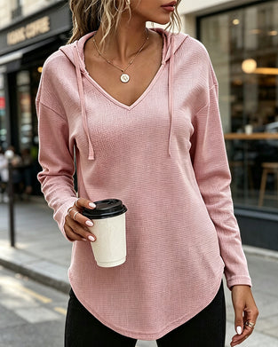 Blouse V-Hals Hoodie Onregelmatig