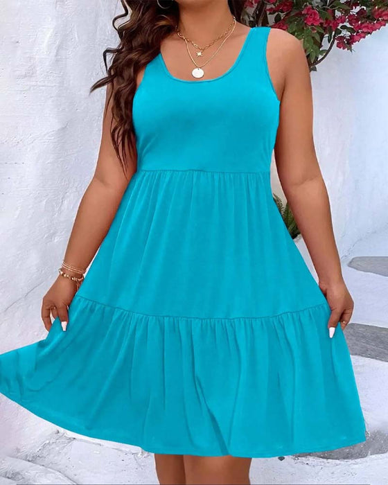 Jurk Dubbele Laag Gelaagd Ruffle Tank