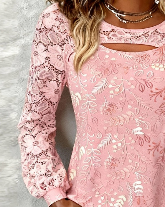 Modieuze Blouse Met Uitsparingen En Patchworkdetails