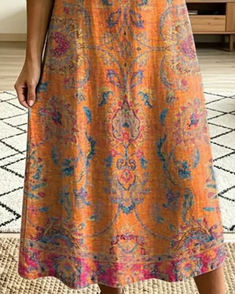 Jurk Vintage V-Hals Bloemenprint