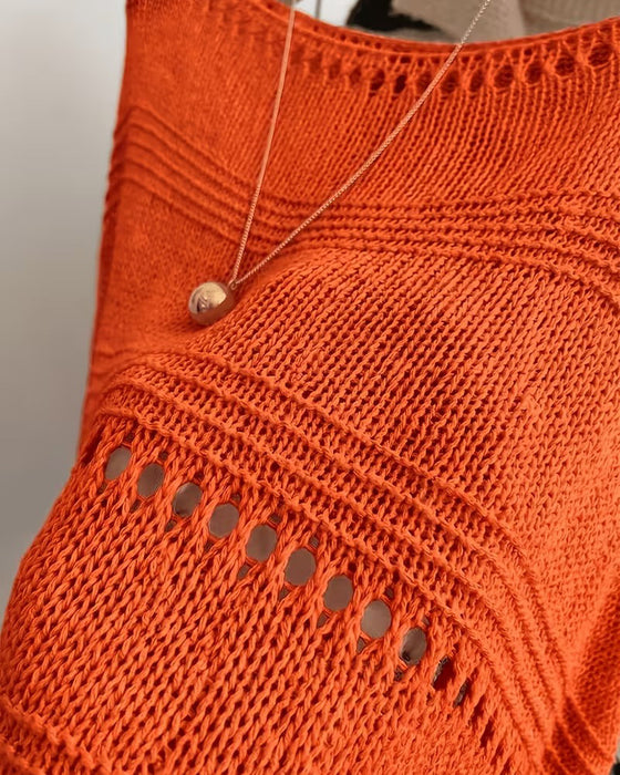 Pullover Een-Schouder Uitgesneden Gebreid