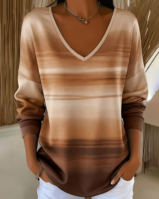 Sweatshirts V-Hals Lange Mouw Ombre