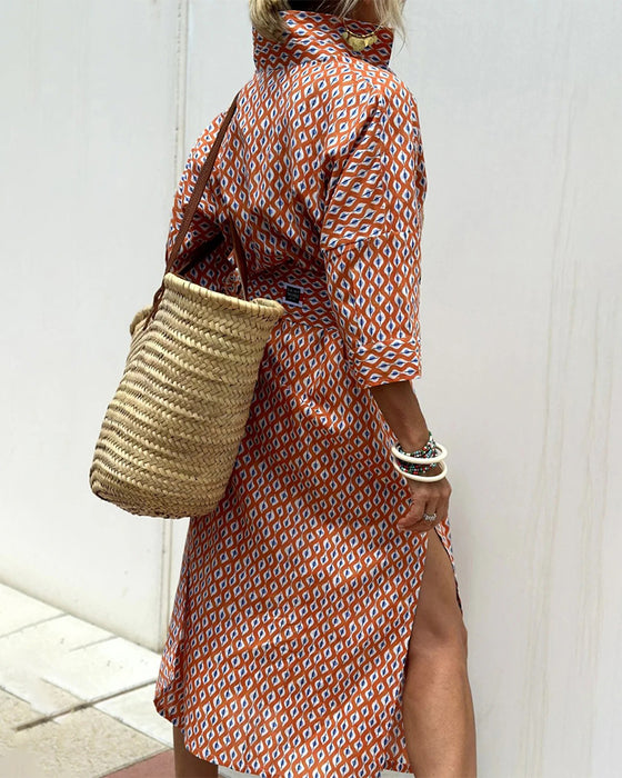 Jurk Met Zijsplit Overhemd