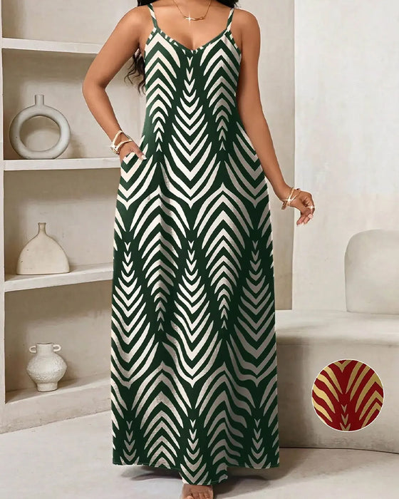 Jurk V-Hals Luipaardprint Dunne Bandjes