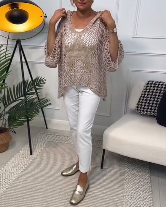 Effen trui met capuchon en uitgesneden sterren