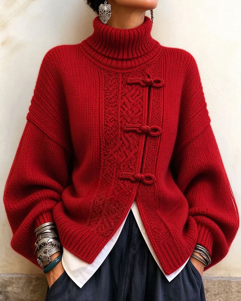 Pullover Vintage Knoop Knoop Turtleneck Mode