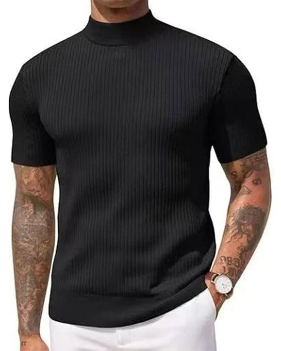 T-Shirt Mock Neck Heren Korte Mouw