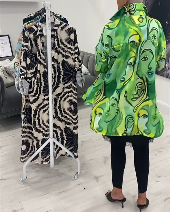 Casual overhemd met revers en gezichtprint