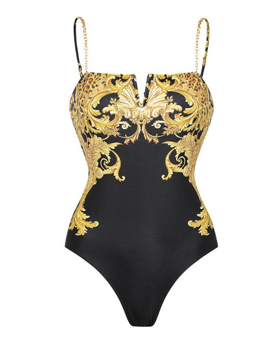 Zwempak Vintage Bedrukt Mesh Zonbescherming