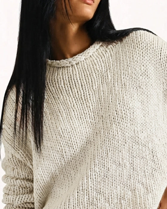 Pullover Ronde Hals Kort Lange Mouw Effen