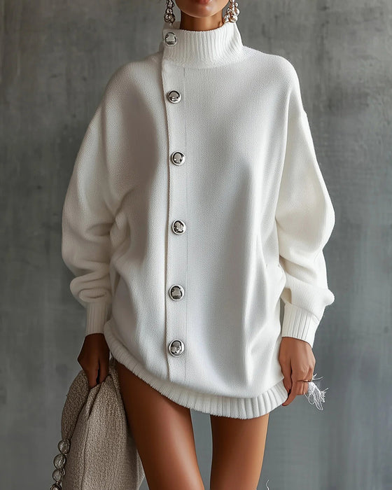 Sweaterjurk Knoop Effen Lange Mouw