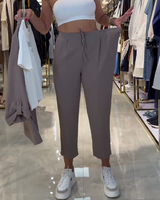 Broek Effen Hoogtailleerd Koord Casual