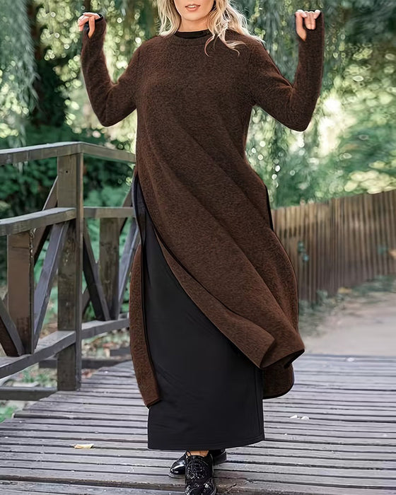 Jurk Casual Warm Zijsplit Lang