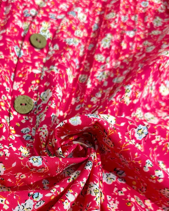 Blouse V-Hals Knoop Bloemenprint