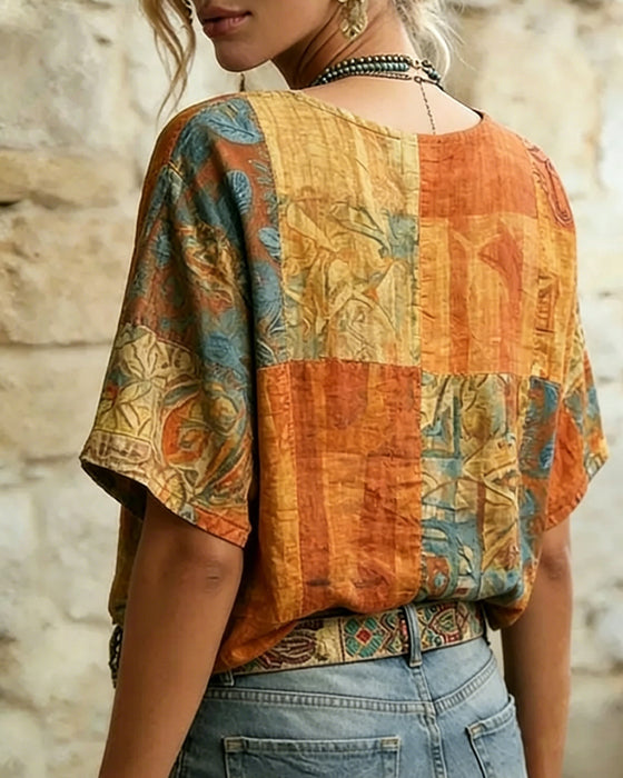 Blouse Vintage Libellenprint Casual