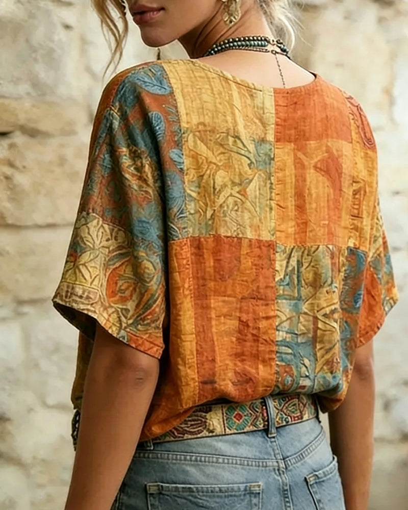 Blouse Vintage Libellenprint Casual