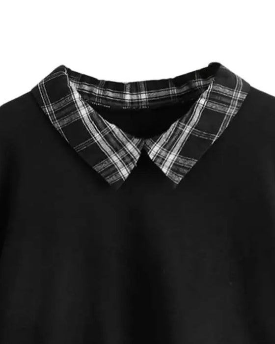 Sweatshirt Geruit Kraag Nep Tweedelig