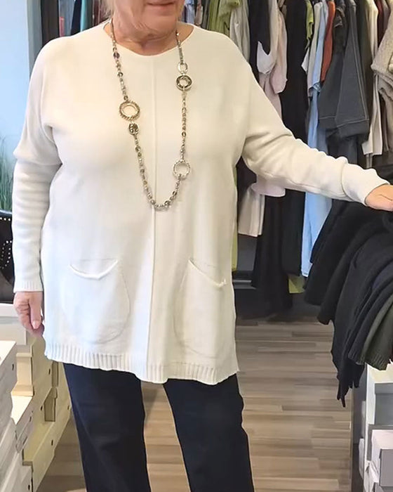 Trui Ronde Hals Effen Zak Loose