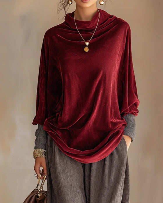 Blouse Gedrapeerde Hals Casual