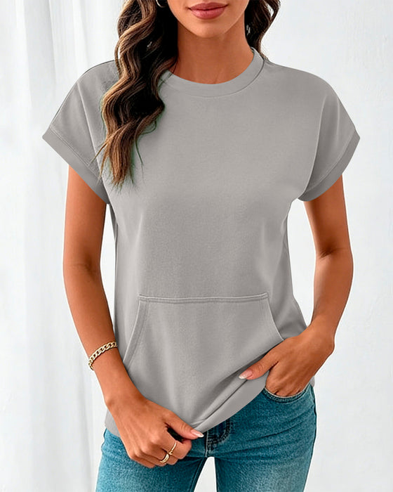 Blouse Voorzak Effen Ronde Hals