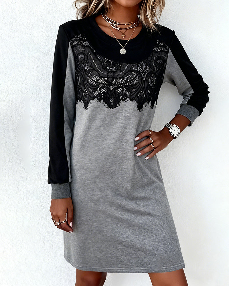 Langmouwige Jurk Met Kleurblokken