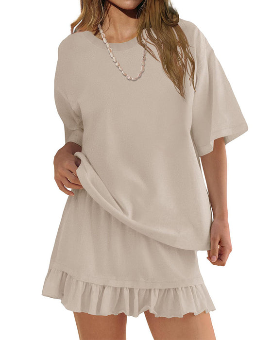 Tweedelige Set Ronde Hals Effen Kleur