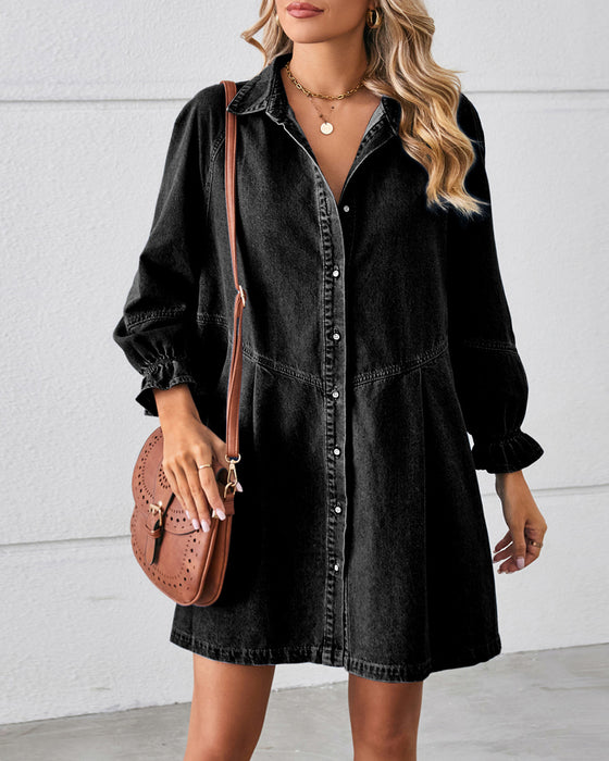 Langmouw Patchwork Denim Jurk