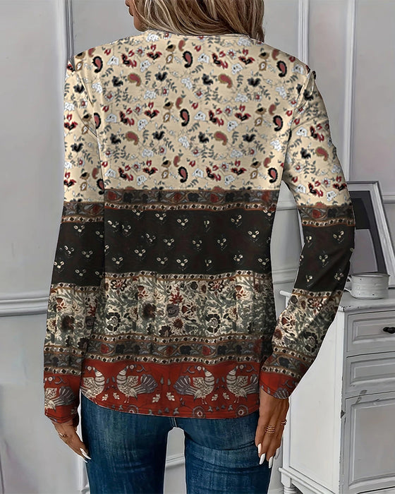 T-shirt retro mode casual bedrukt