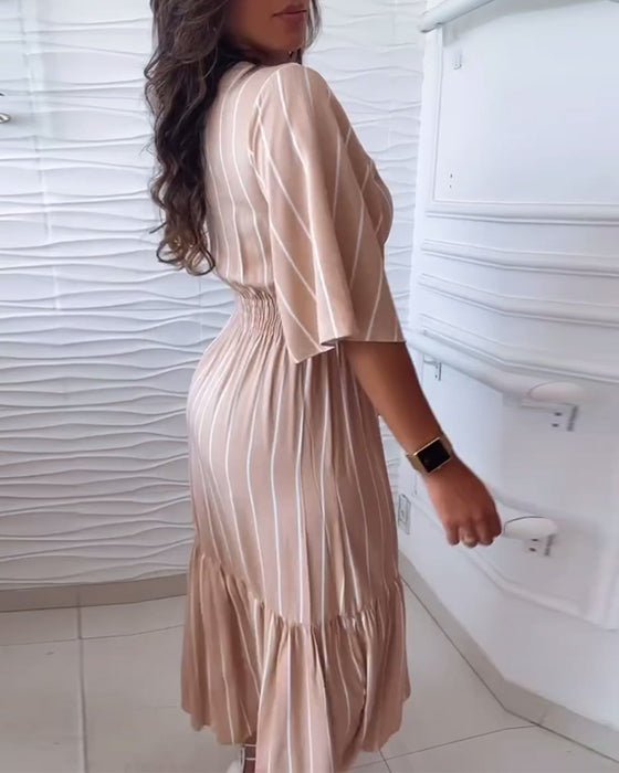 Casual jurk met trekkoord en strepenprint