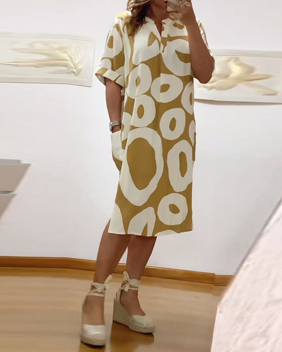 Casual jurk met letterprint en V-hals