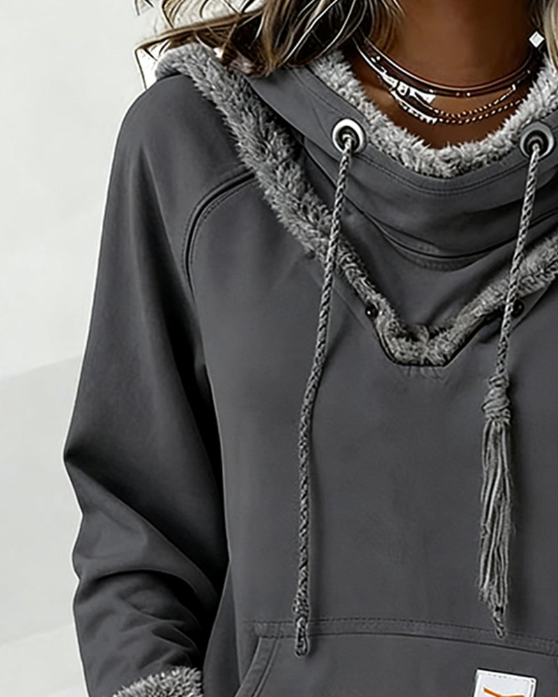 Langmouwige Sweatshirt Met Patchworkdetails En Zak