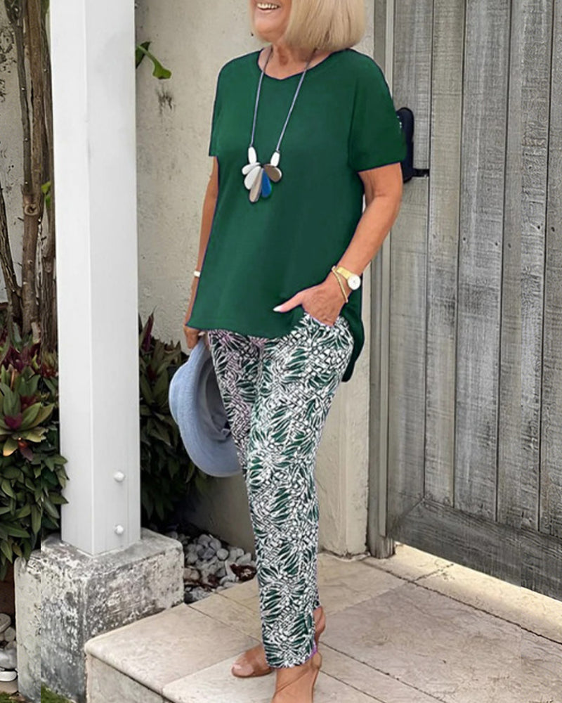 Set Effen Kleur Print Casual