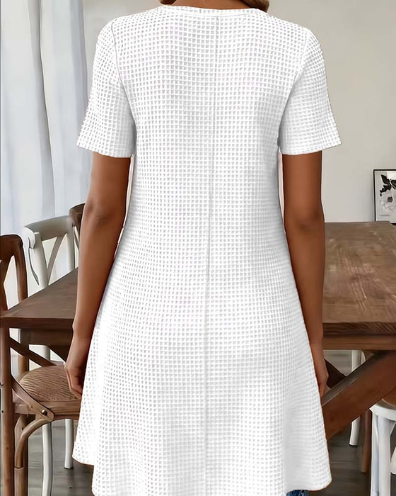 T-Shirt Wafel Henley Hals Midi