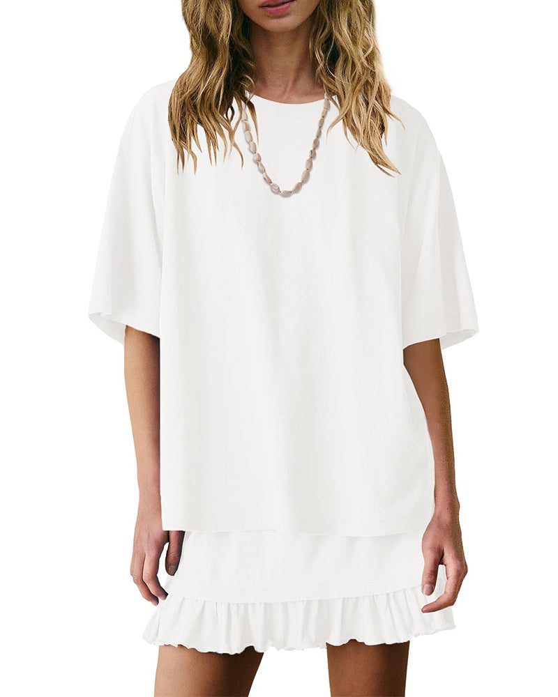 Tweedelige Set Ronde Hals Effen Kleur