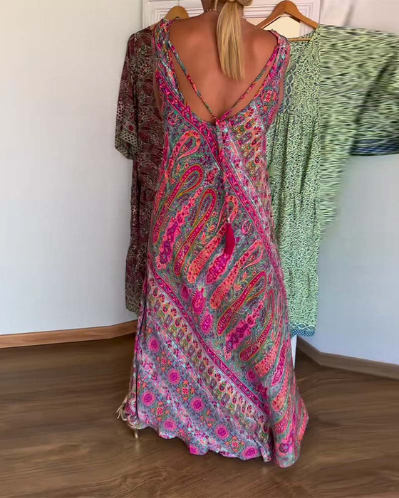 Jurk Mouwloos Los Kasjmier Print