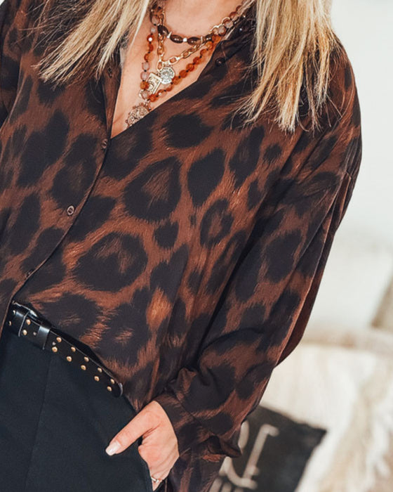 Shirt Luipaardprint Casual Langmouw