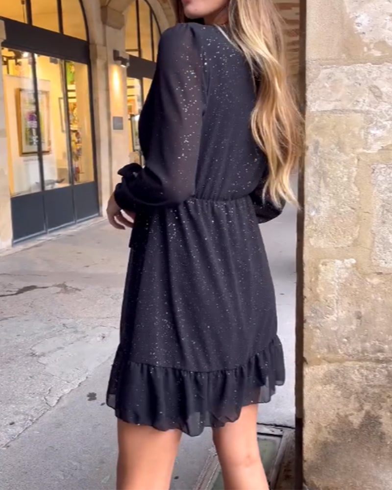 Jurk V-Hals Glitterend Mode