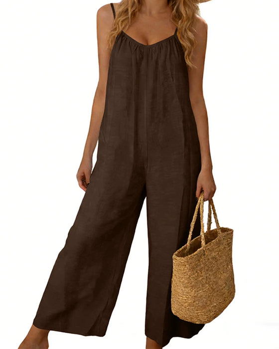 Jumpsuit Dunne Bandjes Effen Kleur