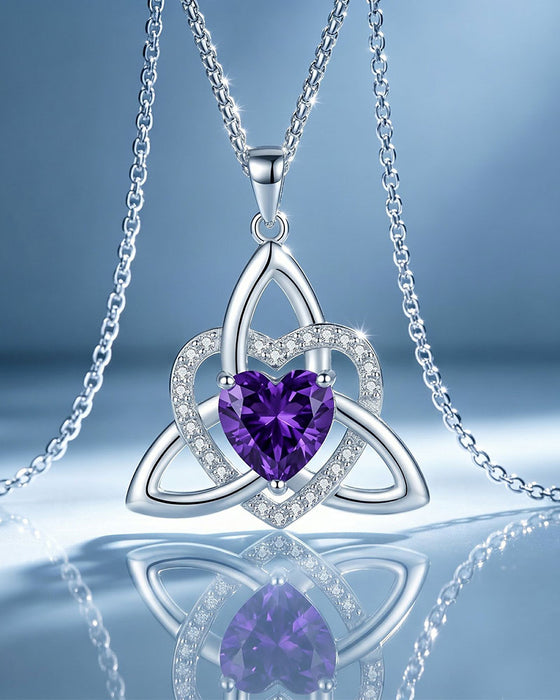 Geboortesteen Keltische Drie-eenheid Knoop Hart Ketting ✨ Hartvormige Keltische Drie-eenheid Knoop Geboortesteen Hanger